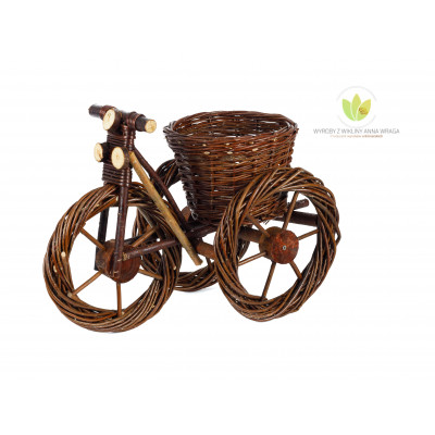 Rower wiklinowy kwietnik ogrodowy z wikliny - duży