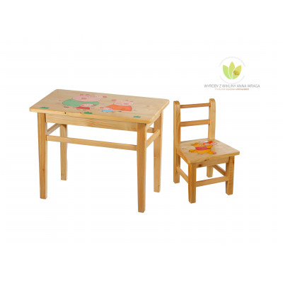 Meble drewniane dla dzieci - komplet stół + fotelik